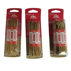3 Packs Kiwi Outdoor Shoe Laces Round Gold/Brown 72" 183 cm 9+ Eyelets 4606